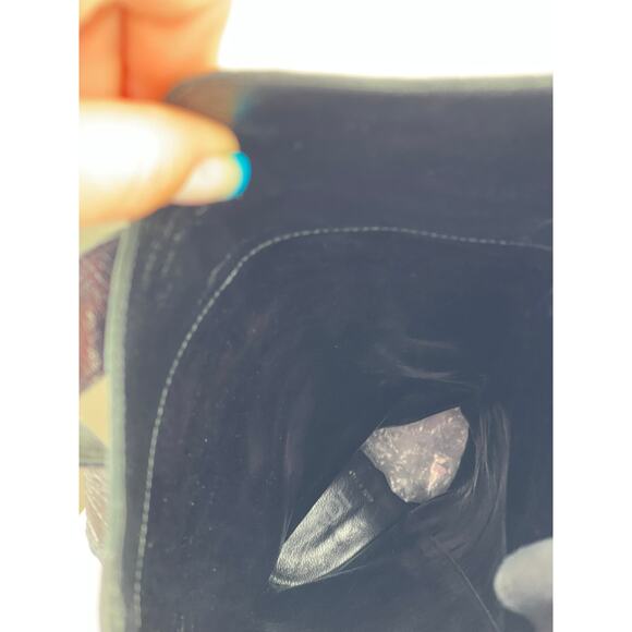 FENDI Black Nubuck Leather Knee High Riding Boots Almond Toe Heel Size 38 ITALY - Picture 14 of 14